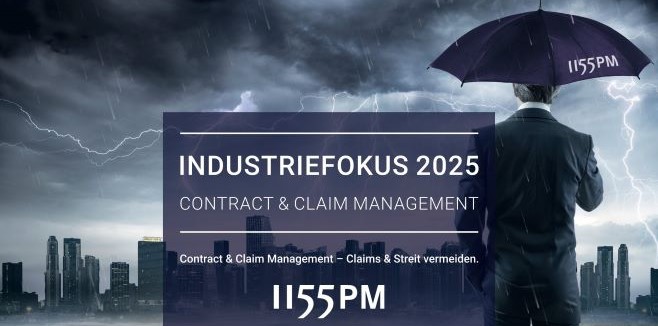 Fachtagung INDUSTRIEFOKUS 2025: Contract Claim Management. Erinnerung an den Anmeldeschluss. Urheber des Grafikdesigns: Martina Richter. Alle Nutzungsrechte bezahlt durch 1155PM consultants GmbH